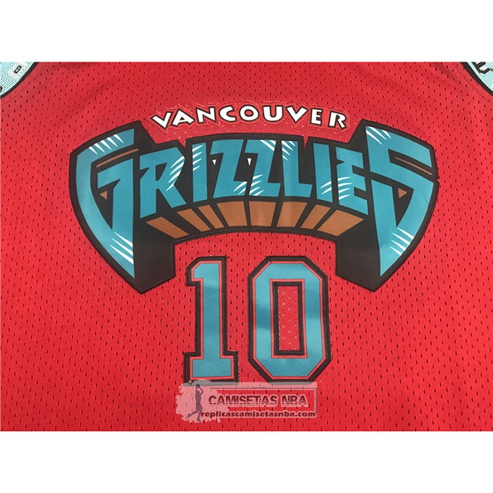 Camiseta Memphis Grizzlies Mike Bibby NO 10 Mitchell & Ness 1998-99 Rojo